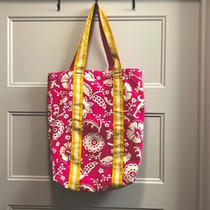 American Eagle pink and yellow floral print canvas tote bag